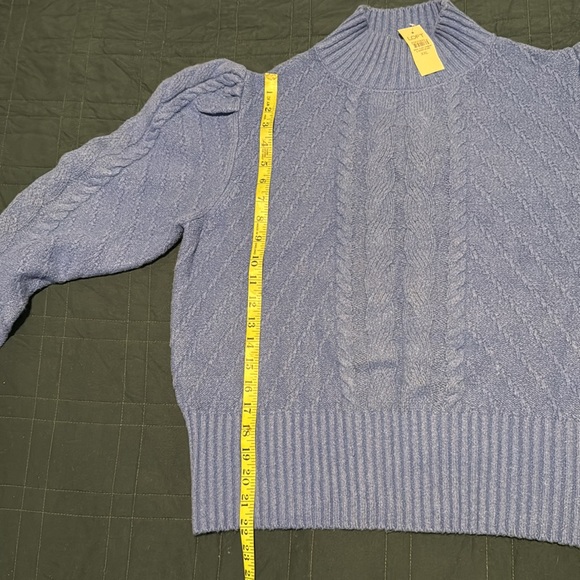 NWT Loft Puff Sleeve Turtleneck Cable Cropped Slim Fit Sweater, Womens XXL. - Picture 8 of 9